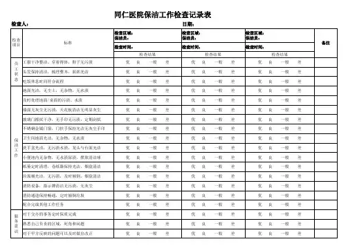 保洁工作检查记录表