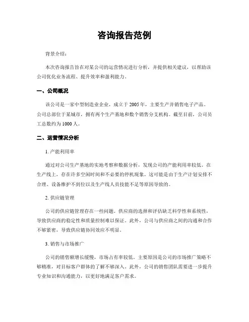 咨询报告范例