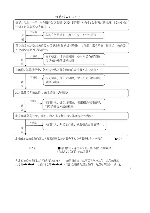 汽车服务回访话术