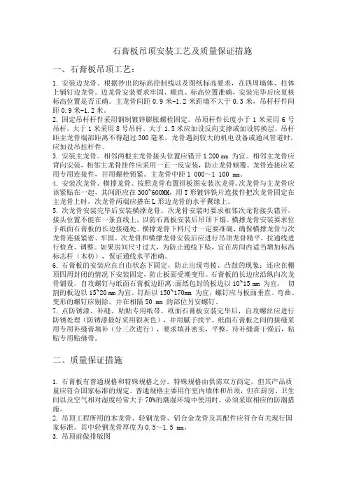 石膏板吊顶安装工艺及质量保证措施