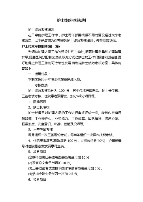 护士绩效考核细则