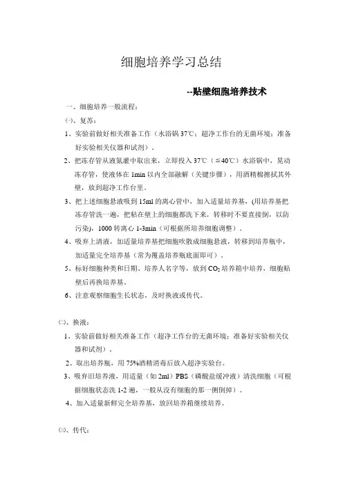 细胞培养总结