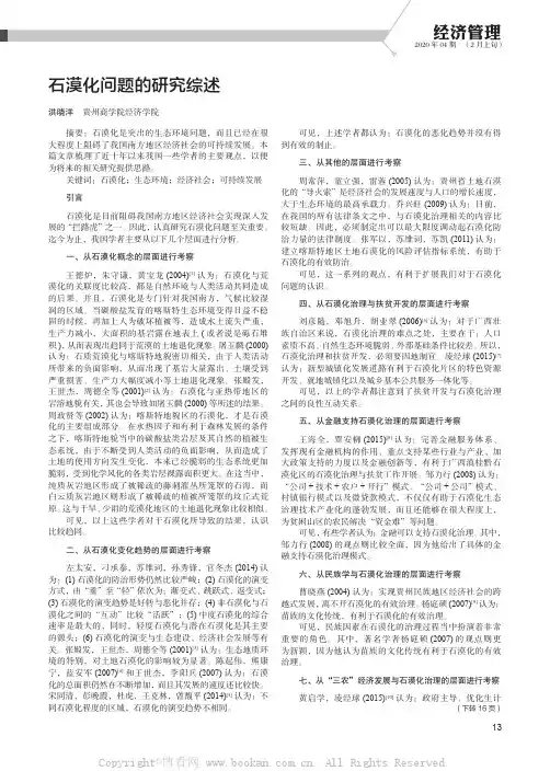 石漠化问题的研究综述