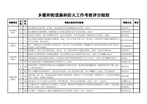 森林防火工作考核办法(评分细则)