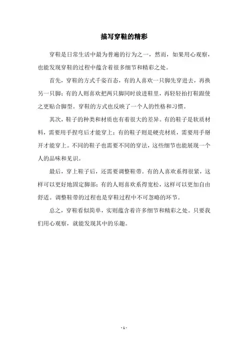 描写穿鞋的精彩