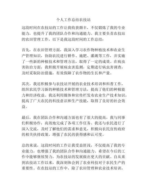 个人工作总结农技站