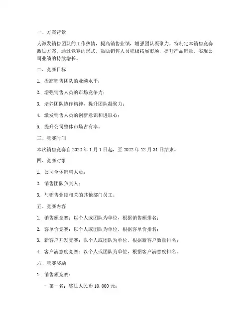 销售竞赛的激励方案
