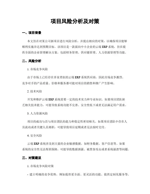 项目风险分析及对策
