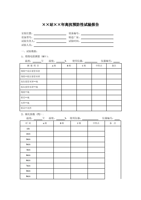 电抗器预防性试验报告