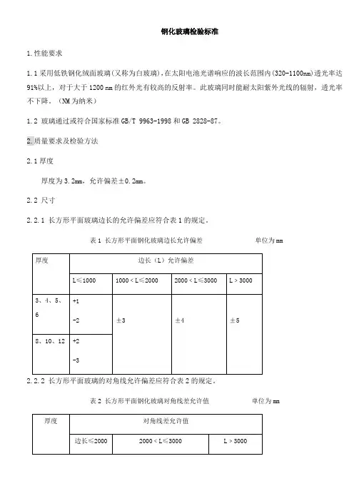 钢化玻璃检验标准1性能要求