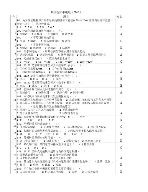 广东省佛山市数控铣工考证理论题库2