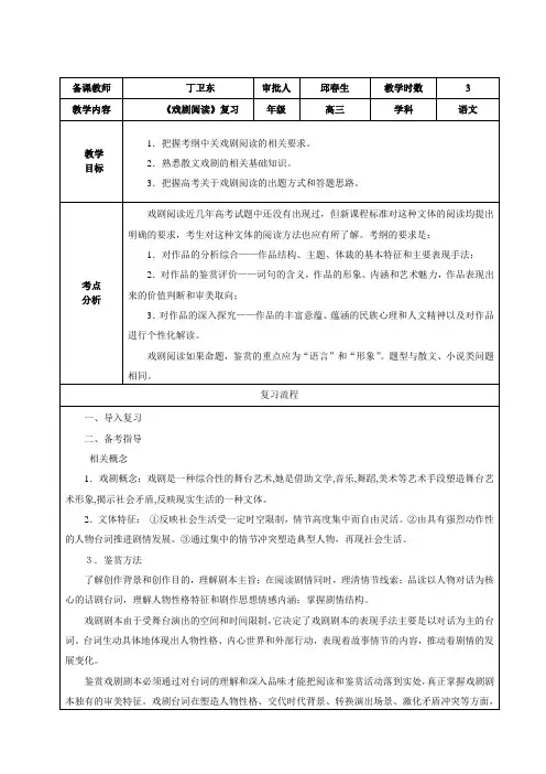 《戏剧阅读》复习教案