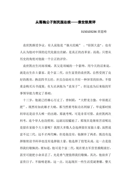 近现代史作业-评价袁世凯