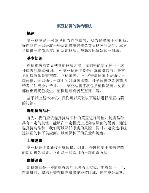 菜豆枯萎的防治秘法