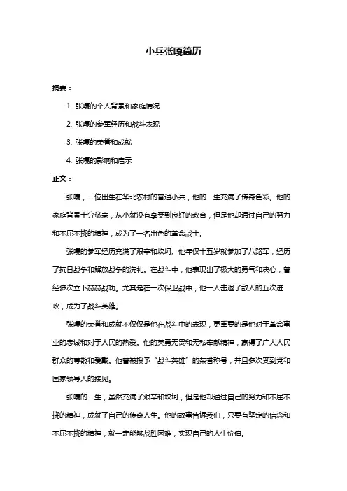 小兵张嘎简历