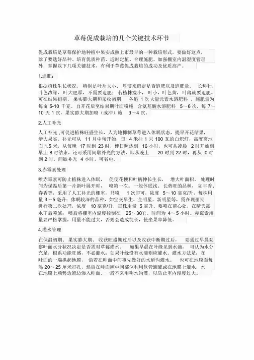 草莓促成栽培的几个关键技术环节