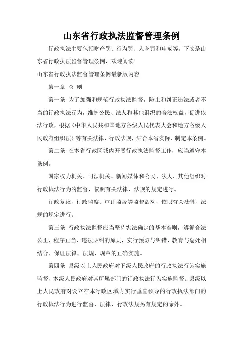  山东省行政执法监督管理条例