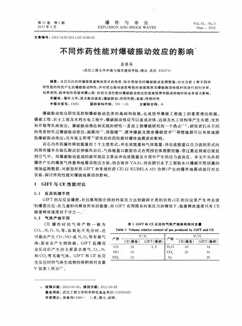 不同炸药性能对爆破振动效应的影响