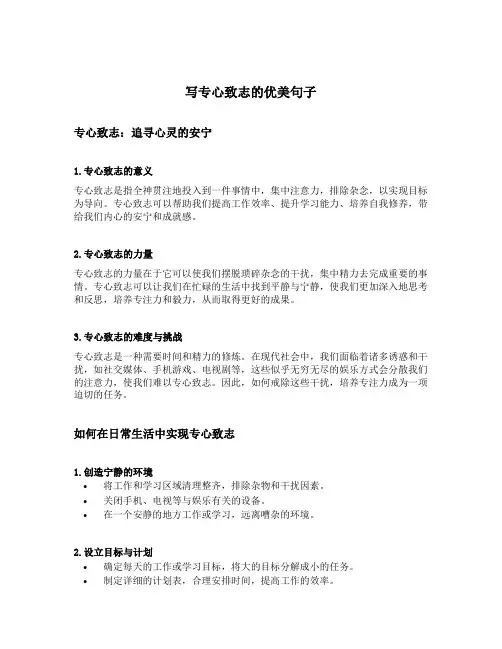 写专心致志的优美句子