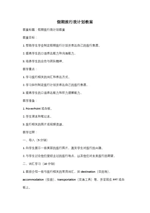 假期旅行我计划教案