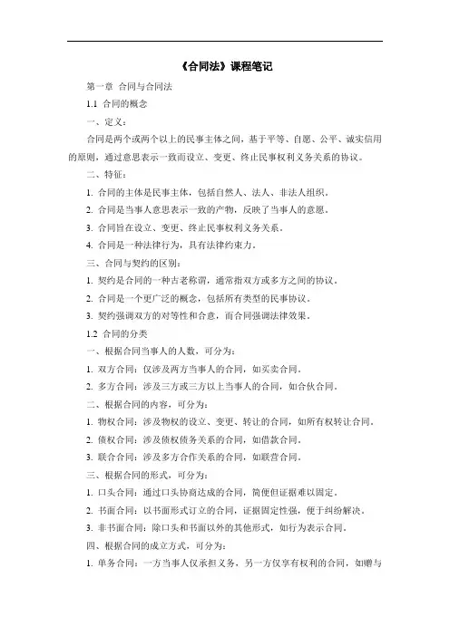 《合同法》课程笔记