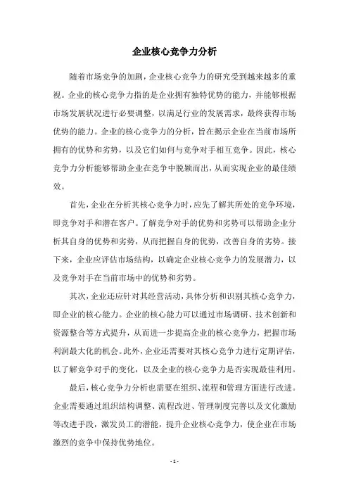 企业核心竞争力分析