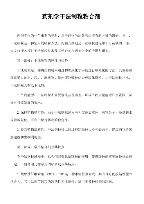 药剂学 干法制粒 粘合剂