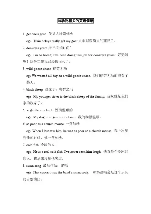 与动物相关的英语俚语