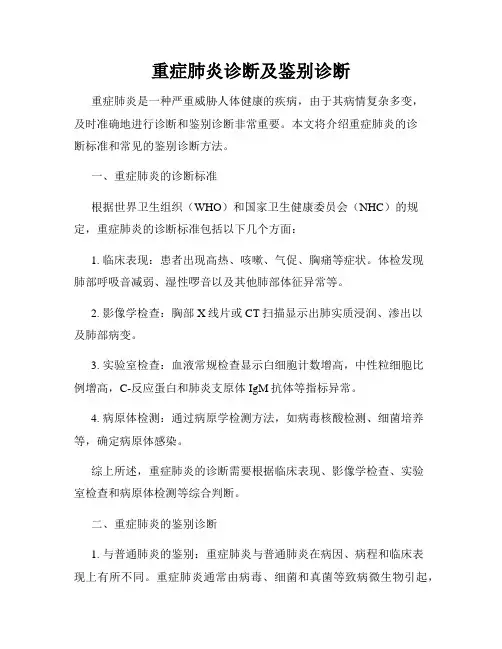 重症肺炎诊断及鉴别诊断