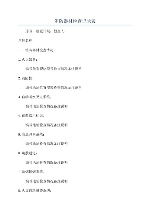 消防器材检查记录表