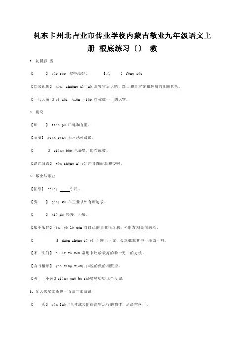 九年级语文上册 基础练习 试题