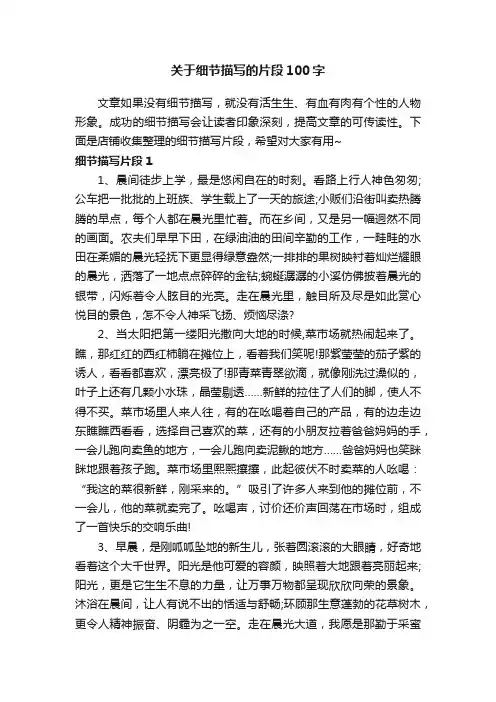 关于细节描写的片段100字
