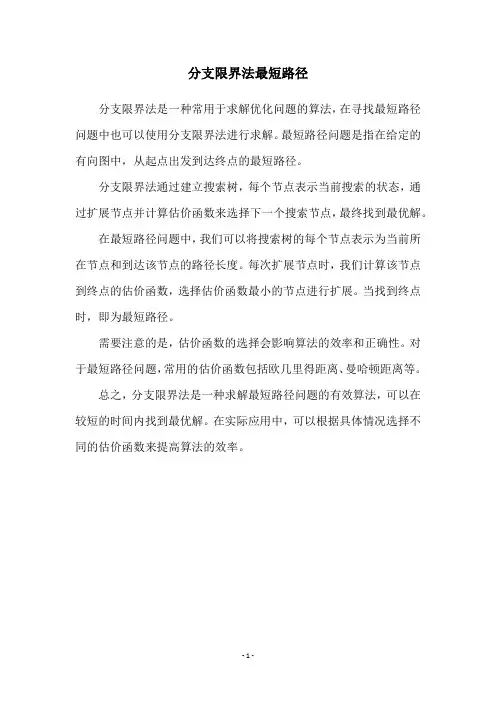分支限界法最短路径