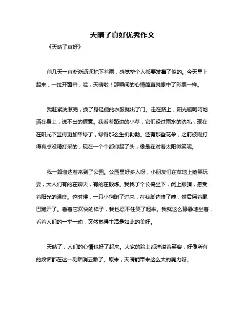 天晴了真好优秀作文