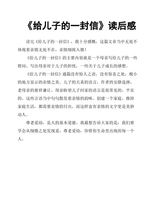 《给儿子的一封信》读后感