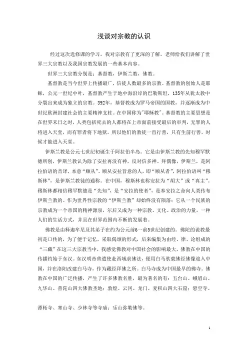 浅谈对宗教的认识1