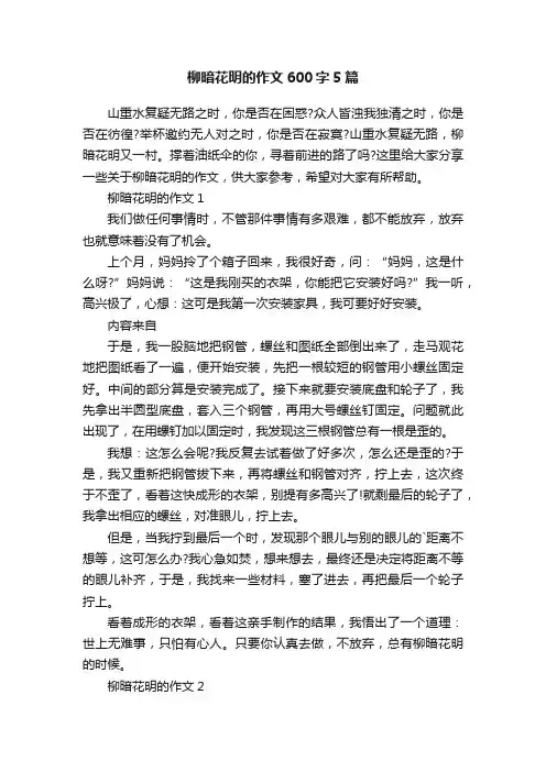 柳暗花明的作文600字5篇