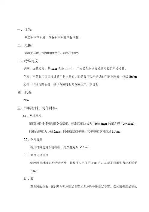 钢网开口设计规范