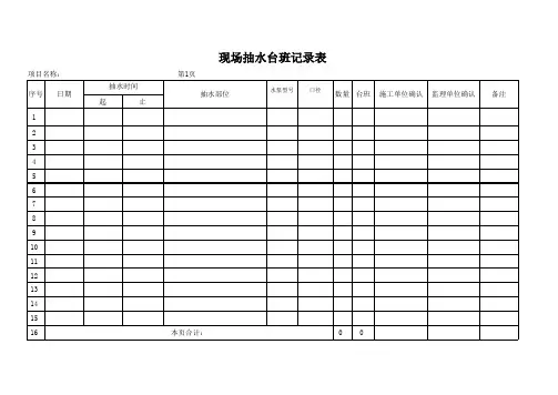 抽水台班表格 