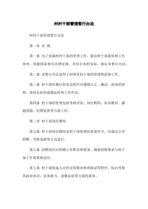 xx村村干部管理暂行办法