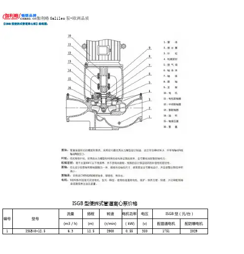 ISGB型便拆式管道离心泵结构图及价格