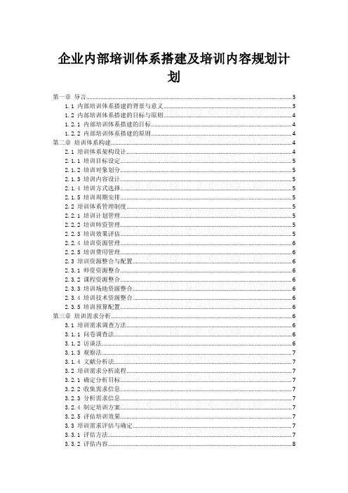 企业内部培训体系搭建及培训内容规划计划