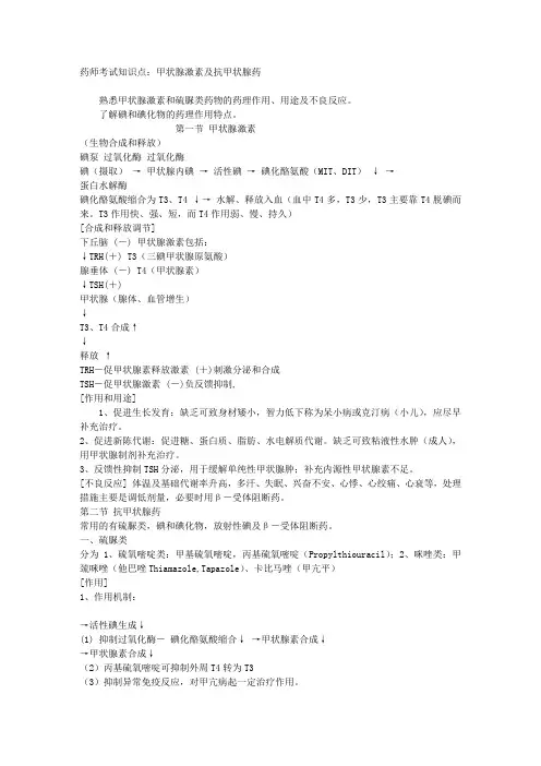 药师考试知识点：甲状腺激素及抗甲状腺药