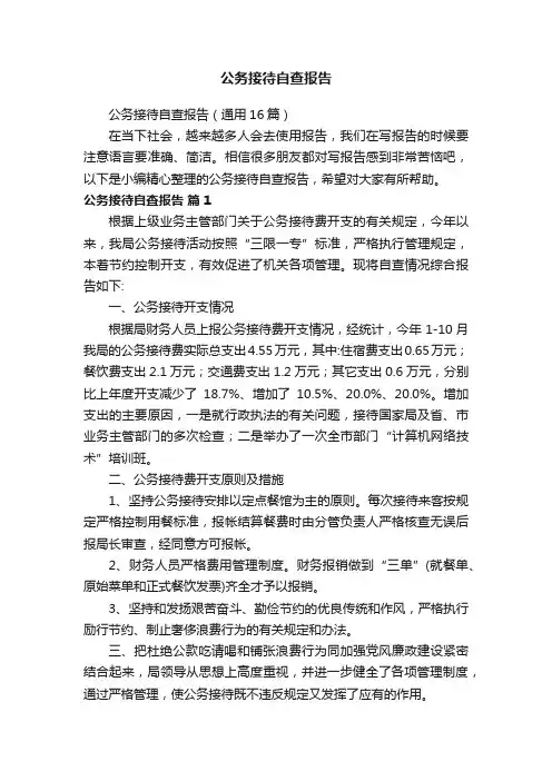 公务接待自查报告（通用16篇）