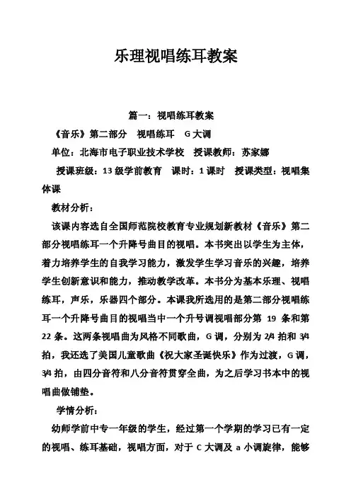 乐理视唱练耳教案