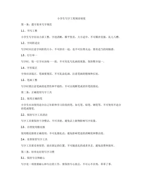 小学生写字工程规章制度