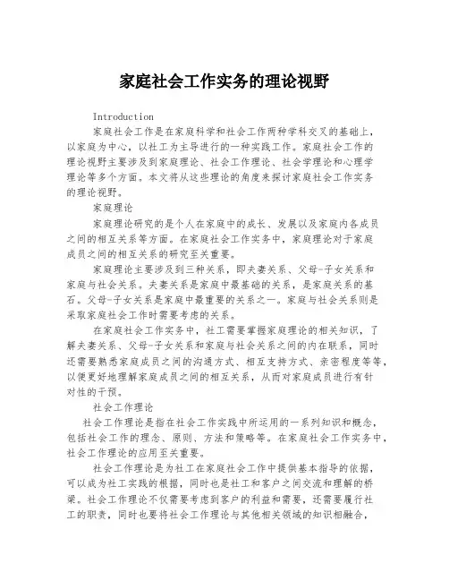 家庭社会工作实务的理论视野