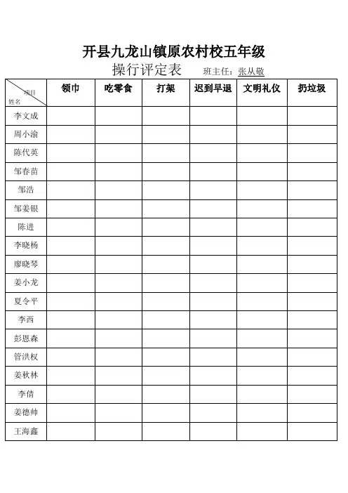 操行评定表