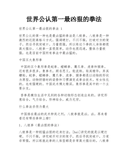 世界公认第一最凶狠的拳法