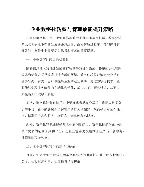 企业数字化转型与管理效能提升策略